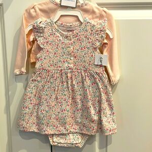 Micro floral print dress with cardigan